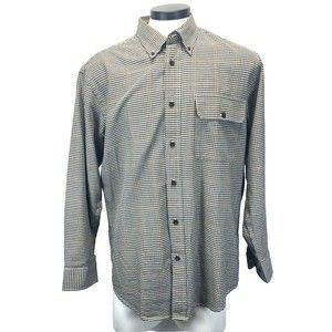 Orvis Shirt Mens Large Houndstooth Cotton Button Cabin Outdoors Nature Aesthetic